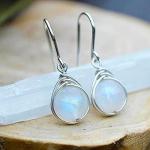 Moonstone and Gemstone Silver Dangle Earrings