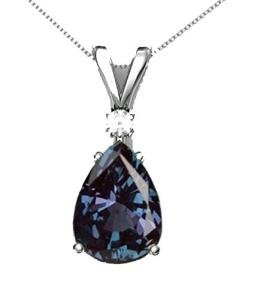 Color Change Alexandrite and Zircon Pendant Necklace
