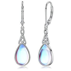 Moonstone Teardrop Sterling Silver Dangle Earrings