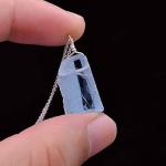 Sky Blue Topaz Raw Crystal Pendant Necklace