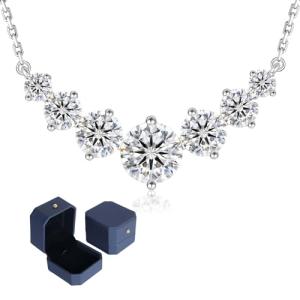 Moissanite Pendant Necklace in White Gold
