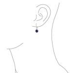 Navy Blue Lapis Lazuli Dangle Earrings in Silver
