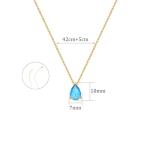 Gold Plated Blue Topaz Teardrop Necklace for Women