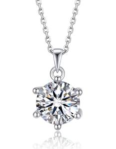 Moissanite Solitaire Necklace for Women in Silver