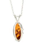 Cognac Baltic Amber Sterling Silver Pendant