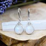 Moonstone and Gemstone Silver Dangle Earrings