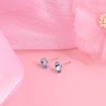 Aquamarine Teardrop Stud Earrings in Silver