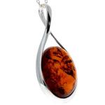Cognac Baltic Amber & Sterling Silver Pendant