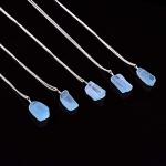 Sky Blue Topaz Raw Crystal Pendant Necklace