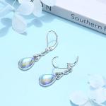 Moonstone Teardrop Sterling Silver Dangle Earrings
