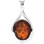Cognac Baltic Amber & Sterling Silver Pendant