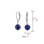 Navy Blue Lapis Lazuli Dangle Earrings in Silver