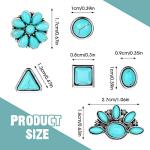 Turquoise Stud Earrings - 6 Pairs for Women