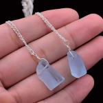 Sky Blue Topaz Raw Crystal Pendant Necklace