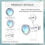 Silver Moonstone Stud Earrings for Women and Teens