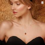 Sterling Silver Honey Baltic Amber Oval Pendant