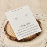 Moonstone Stud Earrings with Inspirational Quote Card