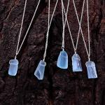 Sky Blue Topaz Raw Crystal Pendant Necklace