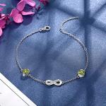 Peridot August Birthstone Bracelet with Heart Charms