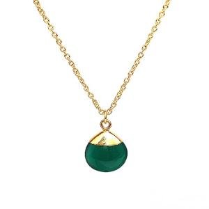 Natural Green Onyx Teardrop Pendant Necklace