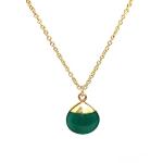 Natural Green Onyx Teardrop Pendant Necklace