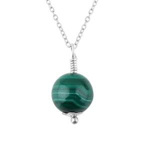 Green Malachite Beads Pendant Necklace for Women
