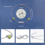 Peridot August Birthstone Bracelet with Heart Charms