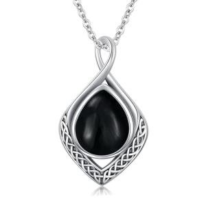 Celtic Knot Black Onyx Teardrop Necklace