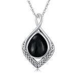 Celtic Knot Black Onyx Teardrop Necklace