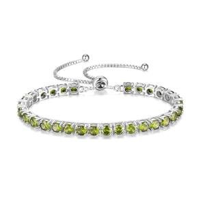 Peridot Tennis Bracelet for Women in Sterling Silver