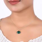 Natural Green Onyx Teardrop Pendant Necklace