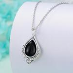 Celtic Knot Black Onyx Teardrop Necklace