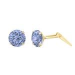 Yellow Gold 5mm Round Tanzanite Stud Earrings
