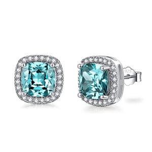 Sterling Silver Tanzanite Stud Earrings for Women