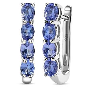 Sterling Silver Tanzanite Hoop Earrings for Women