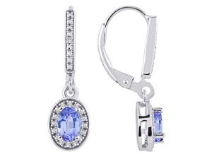 Tanzanite and Diamond Halo Earrings for December