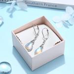 Moonstone Teardrop Sterling Silver Dangle Earrings