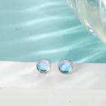 Silver Moonstone Stud Earrings for Women and Teens