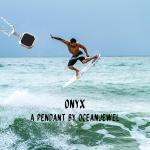 Black Onyx Pendant Necklace with Stainless Steel Chain