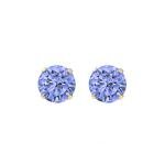 Yellow Gold 5mm Round Tanzanite Stud Earrings