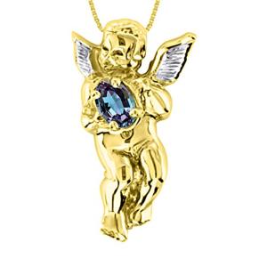 Simulated Alexandrite & Diamond Pendant Necklace