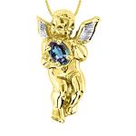 Simulated Alexandrite & Diamond Pendant Necklace