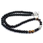 Men's Obsidian Tiger Eye Beaded Necklace