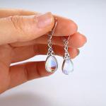 Moonstone Teardrop Sterling Silver Dangle Earrings