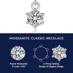 Moissanite Solitaire Necklace for Women in Silver