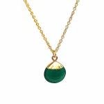 Natural Green Onyx Teardrop Pendant Necklace