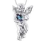 Simulated Alexandrite & Diamond Pendant Necklace