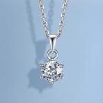 Moissanite Solitaire Necklace for Women in Silver