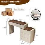 Modern Vanity Desk with LED Mirror and Storage