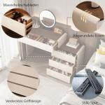 Modern Vanity Desk with LED Mirror and Storage